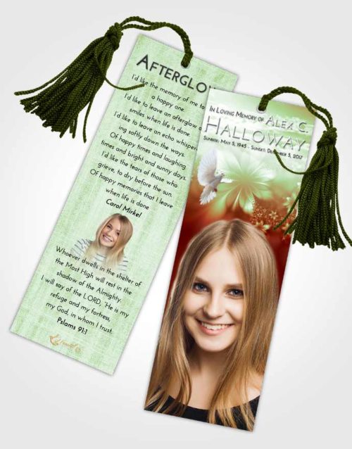 Funeral Bookmark Template Strawberry Mist Floral Lust