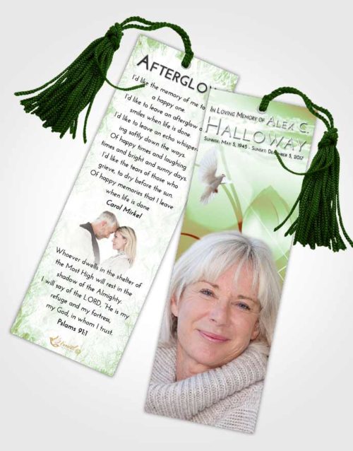 Funeral Bookmark Template Strawberry Mist Floral Peace