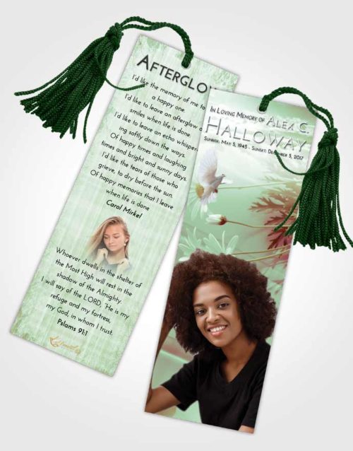 Funeral Bookmark Template Strawberry Mist Floral Style