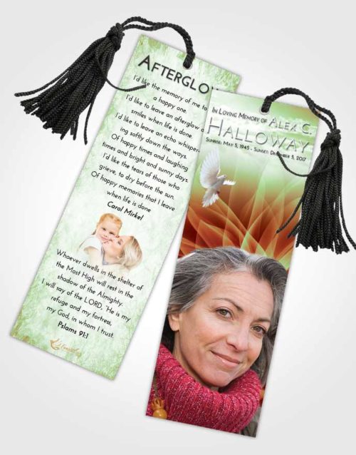 Funeral Bookmark Template Strawberry Mist Flower Peace