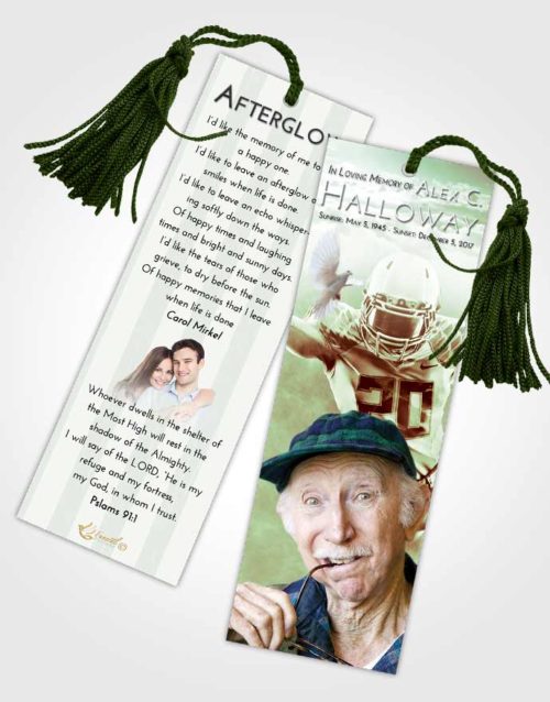 Funeral Bookmark Template Strawberry Mist Football Honor