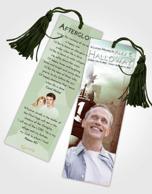 Funeral Bookmark Template Strawberry Mist Football Victory