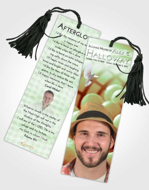 Funeral Bookmark Template Strawberry Mist Golf Tranquility