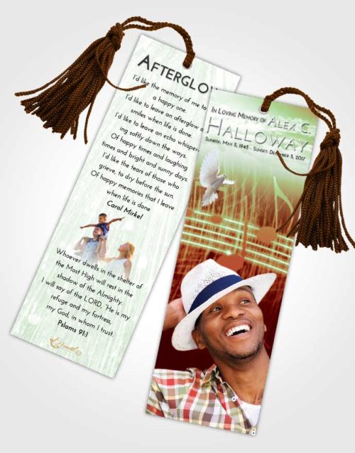 Funeral Bookmark Template Strawberry Mist Music Peace