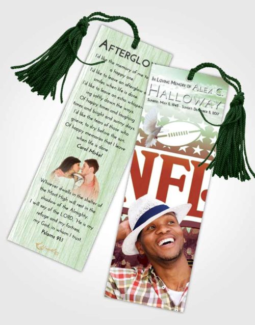 Funeral Bookmark Template Strawberry Mist NFL Star