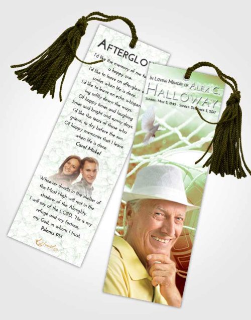 Funeral Bookmark Template Strawberry Mist Soccer Pride