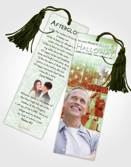 Funeral Bookmark Template Strawberry Mist Soldier on Duty