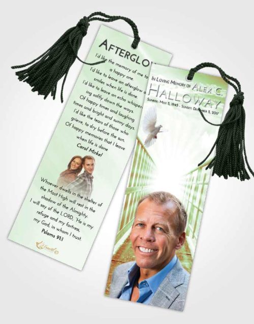 Funeral Bookmark Template Strawberry Mist Stairway to Faith