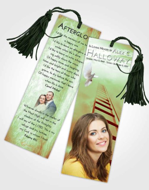 Funeral Bookmark Template Strawberry Mist Stairway to Forever