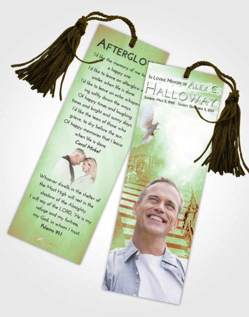 Funeral Bookmark Template Strawberry Mist Stairway to Freedom