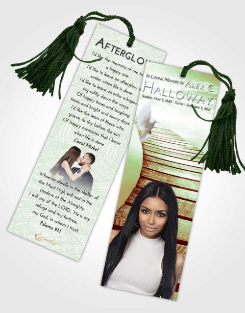 Funeral Bookmark Template Strawberry Mist Stairway to Life