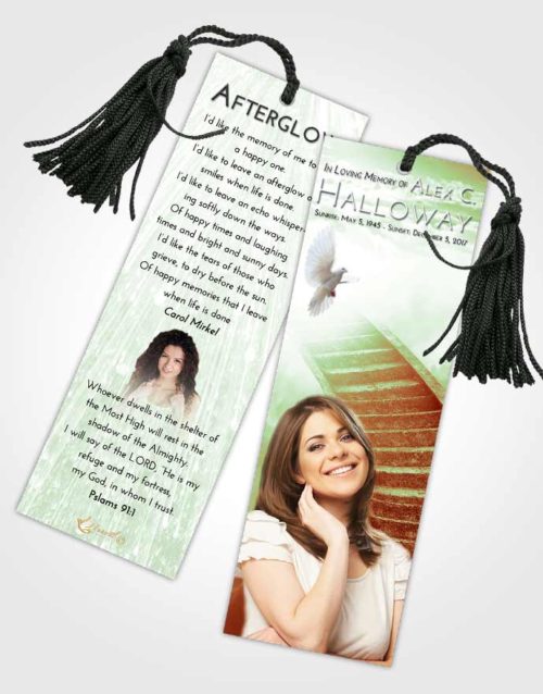 Funeral Bookmark Template Strawberry Mist Stairway to Magnificence