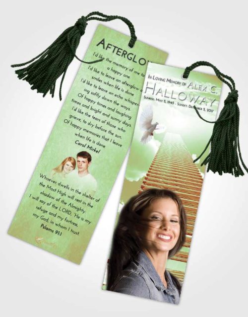 Funeral Bookmark Template Strawberry Mist Steps to Heaven