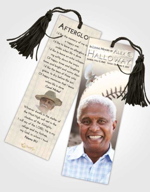 Funeral Bookmark Template Tranquil Baseball Victory
