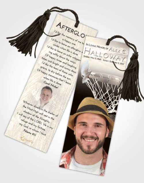 Funeral Bookmark Template Tranquil Basketball Journey