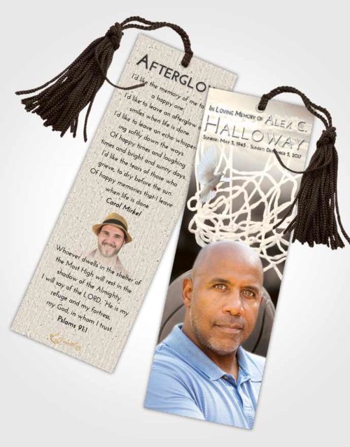 Funeral Bookmark Template Tranquil Basketball Swish