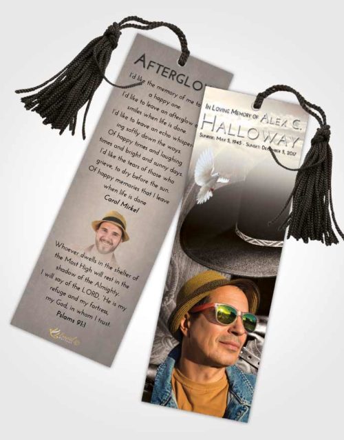 Funeral Bookmark Template Tranquil Cowboy Desire