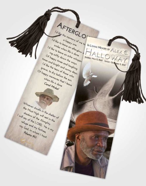 Funeral Bookmark Template Tranquil Cowboy Serenity