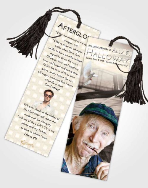 Funeral Bookmark Template Tranquil Fishing Dreams
