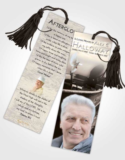 Funeral Bookmark Template Tranquil Fishing Life