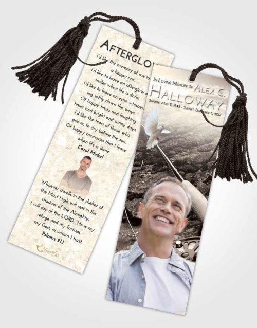Funeral Bookmark Template Tranquil Fishing on the Rocks