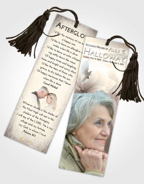 Funeral Bookmark Template Tranquil Floral Butterfly