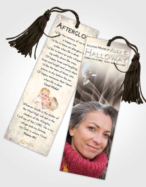 Funeral Bookmark Template Tranquil Flower Peace