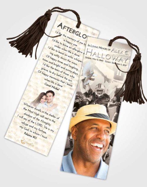 Funeral Bookmark Template Tranquil Football Destiny
