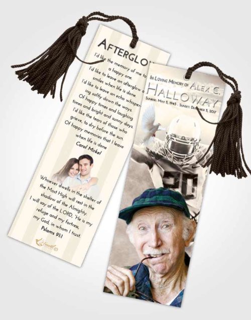 Funeral Bookmark Template Tranquil Football Honor