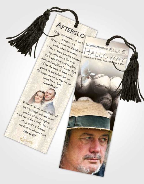 Funeral Bookmark Template Tranquil Foul Ball