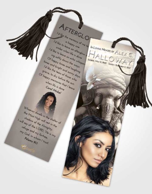 Funeral Bookmark Template Tranquil Ganesha Surprise