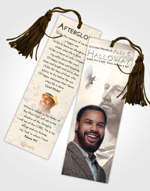 Funeral Bookmark Template Tranquil Gaze of Jesus