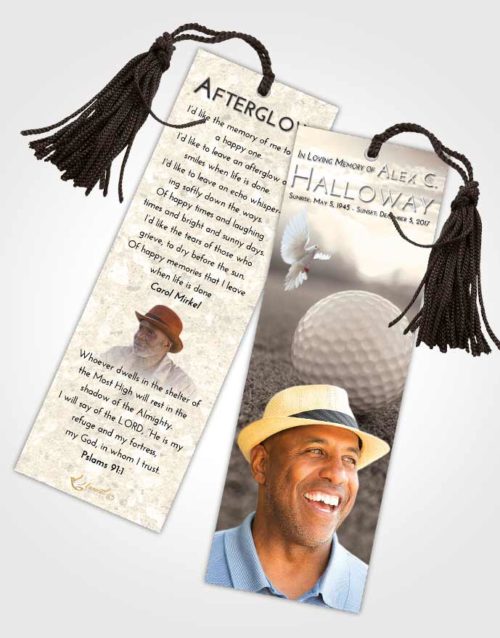 Funeral Bookmark Template Tranquil Golfing Honor