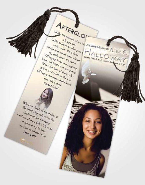 Funeral Bookmark Template Tranquil Piano Desire