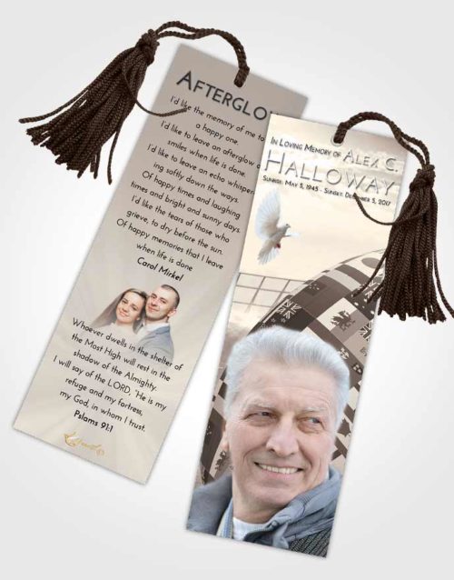 Funeral Bookmark Template Tranquil Rugby Passion