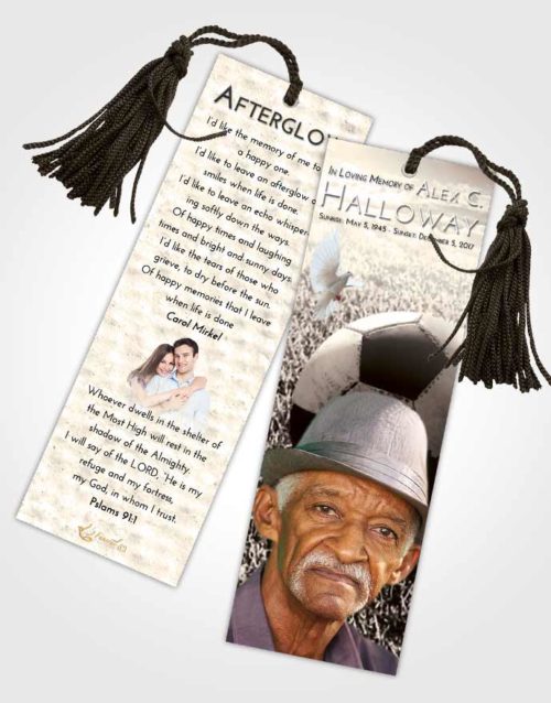 Funeral Bookmark Template Tranquil Soccer Journey