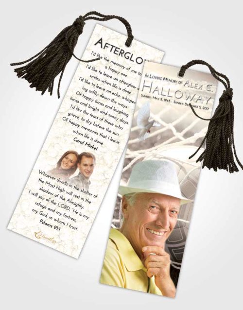 Funeral Bookmark Template Tranquil Soccer Pride