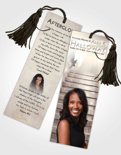 Funeral Bookmark Template Tranquil Stairway Into the Sky