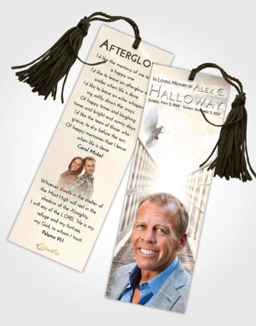 Funeral Bookmark Template Tranquil Stairway to Faith