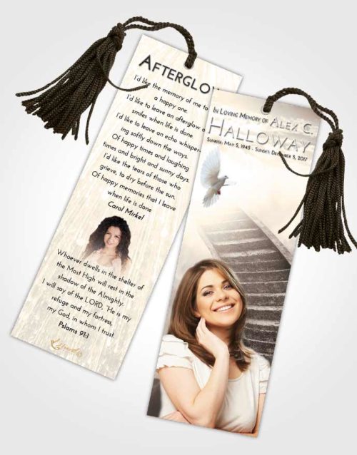 Funeral Bookmark Template Tranquil Stairway to Magnificence