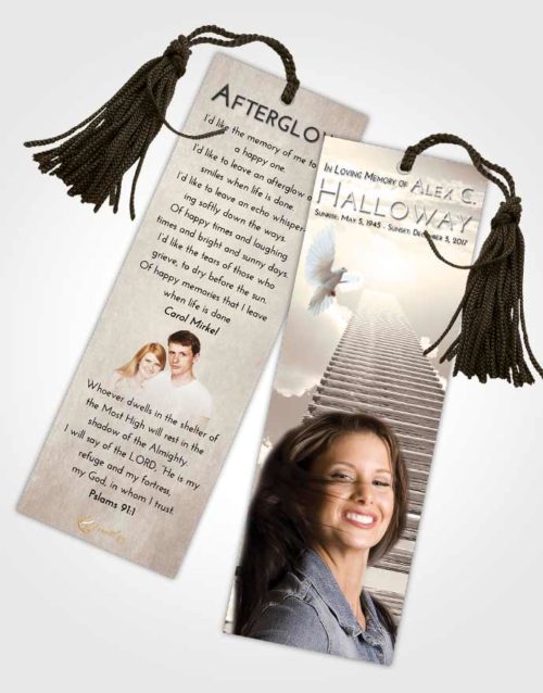 Funeral Bookmark Template Tranquil Steps to Heaven