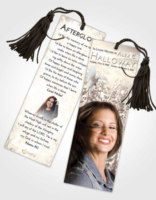 Funeral Bookmark Template Tranquil Whispering Flowers