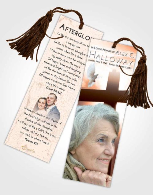 Funeral Bookmark Template Vintage Love Faith in the Cross