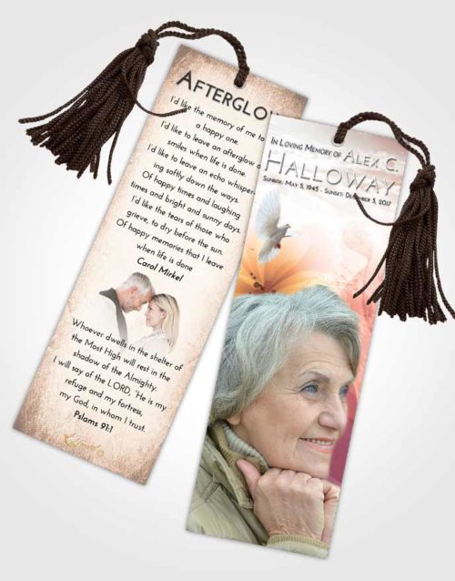 Funeral Bookmark Template Vintage Love Floral Butterfly