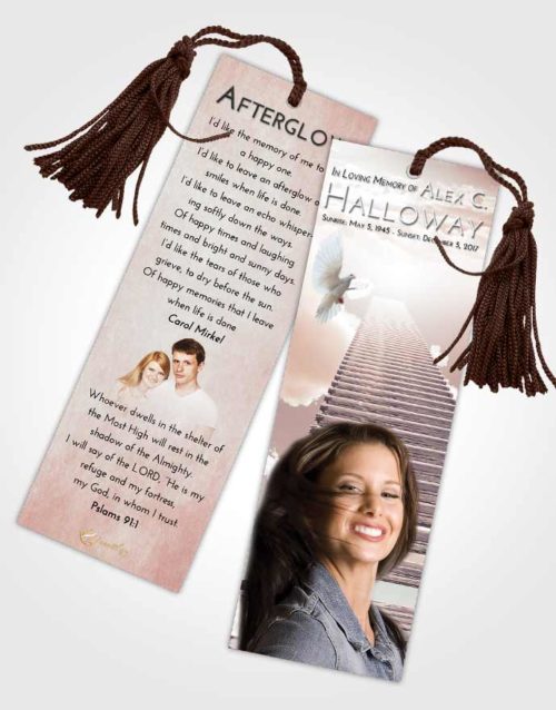 Funeral Bookmark Template Vintage Love Steps to Heaven