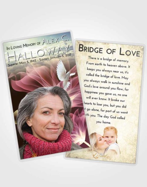 Funeral Prayer Card Template At Dusk Flower Peace