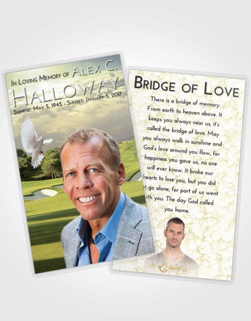 Funeral Prayer Card Template At Dusk Golfing Sandtrap