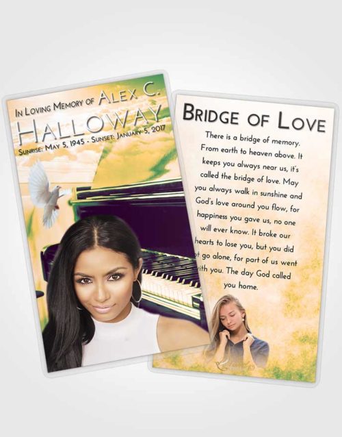 Funeral Prayer Card Template Emerald Grand Piano