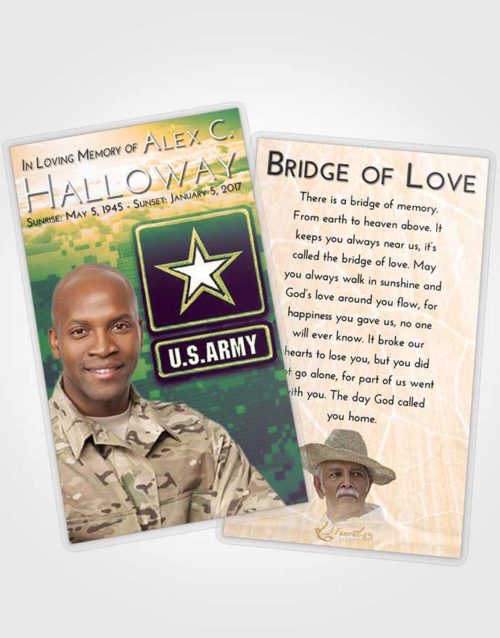 Funeral Prayer Card Template Emerald Serenity Army Duty