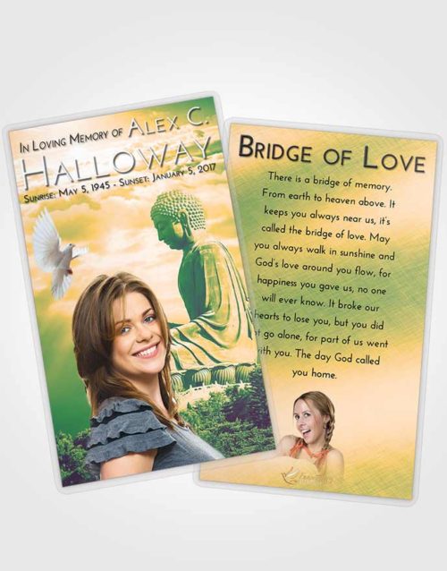 Funeral Prayer Card Template Emerald Serenity Buddha Surprise